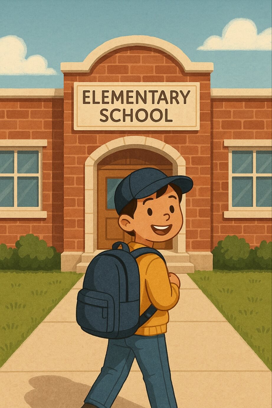 아이가 학교 등교하는 모습