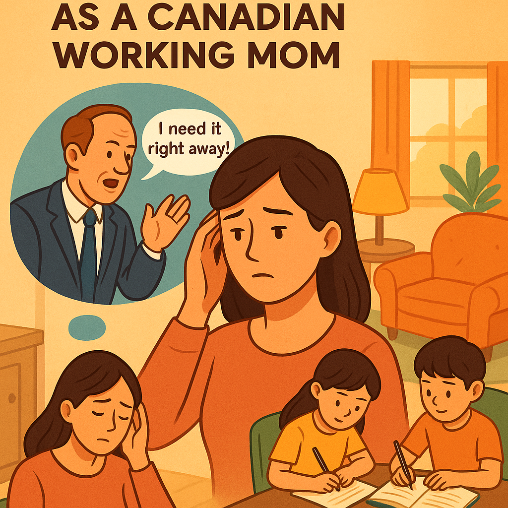 염려하는 모습의 워킹맘